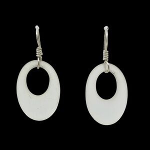 Hand Made Sterling silver frosted rock crystal earrings - GM413